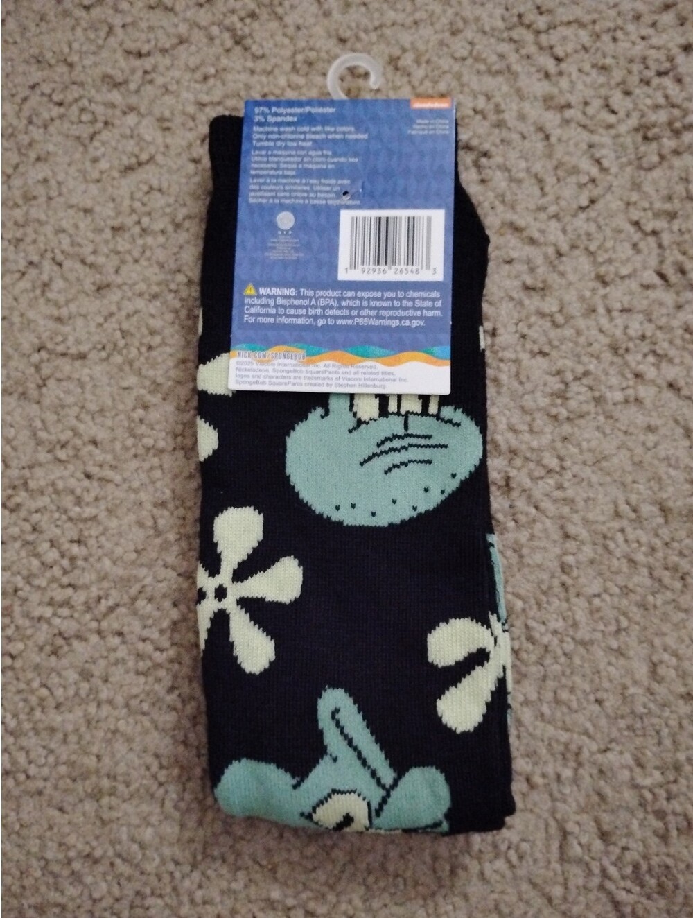 SpongeBob SquarePants Squidward Tentacles Crew Socks - Picture 2 of 2